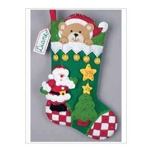  Bucilla Felt Applique Christmas Stocking Kit TEDDY BEAR 