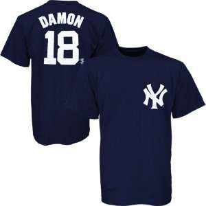   Yankees #18 Johnny Damon Navy Blue Players T shirt: Sports & Outdoors