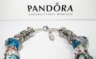 Authentic Pandora Bracelet Book Lover with 19 Beads & Charms w 