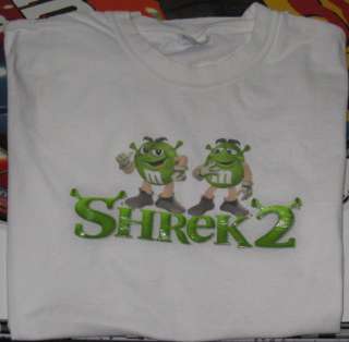 Large Shrek 2 t shirt white Brand New M&Ms  