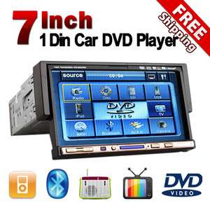 Single Din Car Stereo DVD CD Player DivX MP4+BT+Radio+USB 7 Touch 