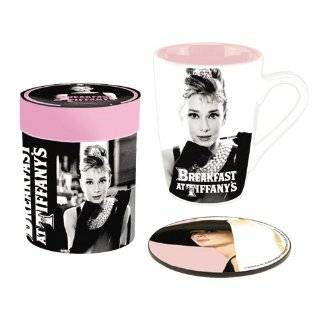   Audrey Hepburn Ceramic Mug and Coaster Gift Set, Black/White / Pink
