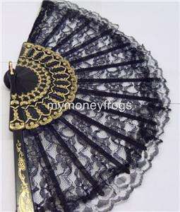 Today you are looking at a nice black lace fan .