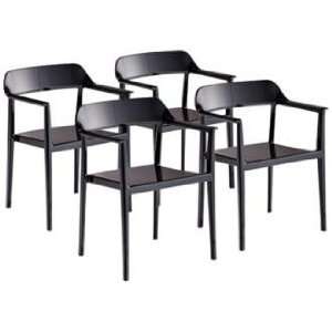  Set of 4 Zuo Delight Black Outdoor Dining Chairs: Home 