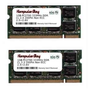 Komputerbay 2GB PC2700 DDR 2x 1GB Laptop SODIMM 333MHZ DDR333 2 GB 