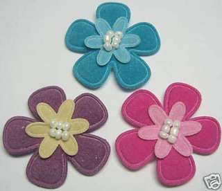 Tone Padded Velvet Flower w/ Pearls Appliques x60 Mix  