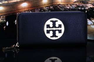   tory burch leather clutch wallet 3colours:black/gold/pink  