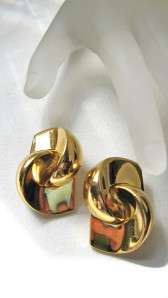 Vintage 1980s CHRISTIAN DIOR Signed Gold LOGO Earrings (B12A)  