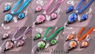 Fashion 6set drop murano glass necklace earring set  
