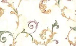 Wallpaper Jewel Tone Acanthus Scroll on Faux Plaster  
