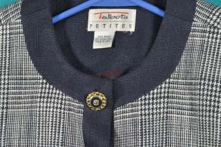 Talbots Size 2 XS 0 Blue White Plaid Blazer Jacket  