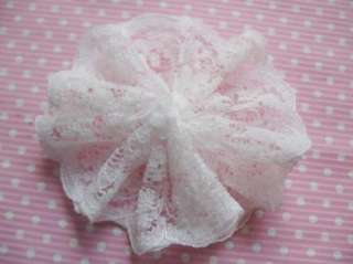 20 Lace Ribbon 2 Flower Craft Appliques White RF067  