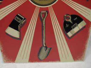 VINTAGE COLLINS IRON EDGE TOOL STORE AD DISPLAY BOARD POSTER AXE 