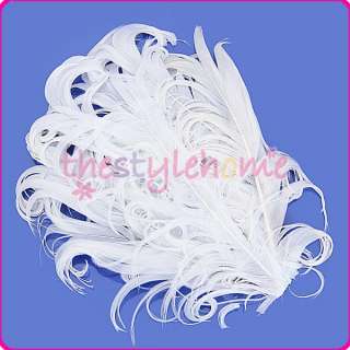 Feather Pad~ Fashion White Curly Goose Pad Hat Headband Costume 