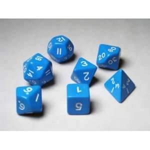  Blue/White Opaque (Set of 7 Dice): Toys & Games