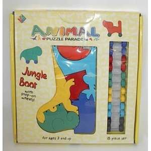  Animal Jungle Boot Puzzle with Snap on Wheels Toys 