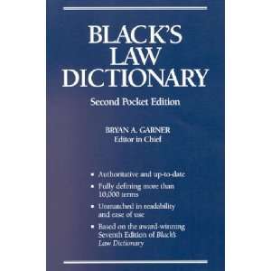  By Bryan A. Garner Blacks Law Dictionary, Second Pocket 