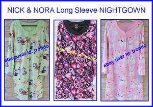 Ladies NICK & NORA Long Sleeve WINTER NIGHTGOWN Free Ship S L XL XXL 