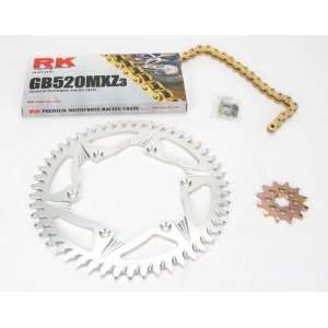  RK Chain and Sprocket Kit with Gold Chain , Color: Gold 