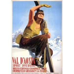  Val dAosta Gorgeous Italian Vintage Ski Poster