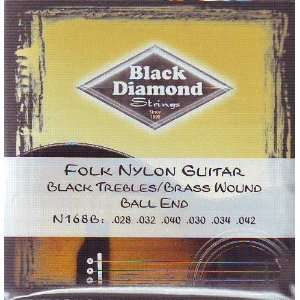   Nylon Guitar Black Trebles/Brass Wound Ball End, .028   .042, N168B