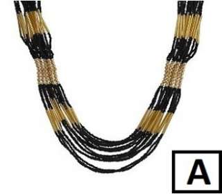 Multi Strand India Seed Bead Necklace w/Goldtone Accent Beads By 