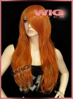 58cm Long Pumpkin Orange Wavy Hair Wig 6958  