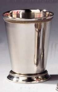 NICKEL PLATED DRINK SAFE BEADED MINT JULEP CUP 4.5  