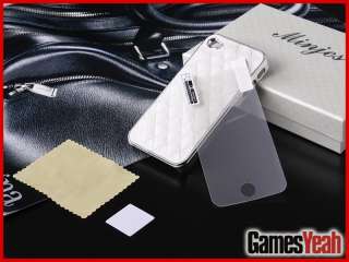 New White Deluxe Leather Chrome Case Cover for iPhone 4 4G 4S New in 