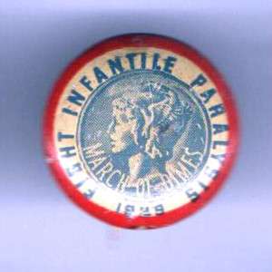 old 1928 INFANTILE PARALYSIS pin MARCH DIMES button  