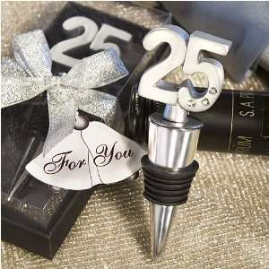 Wine Bottle Stopper 25th Anniversary (18 per order) Anniversary Favors 