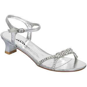 Lava Glee Silver Rhinestone Ankle Strap 1 3/4 Sandal Heel Shoes sizes 