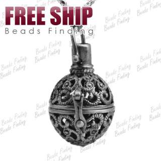 1pcs New Round Brass Pendants Wish Prayer Box Antique Silver Free Ship 
