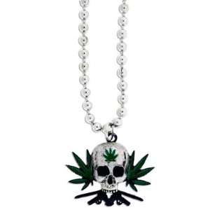  Skull Necklace with Pot Leaves and Guns and Knives 