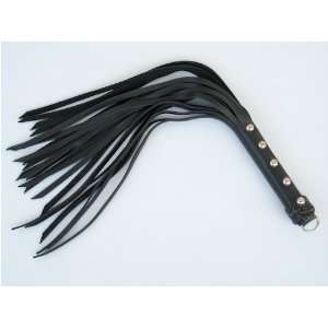    20 Inch Black Leather Studded Flogger Whip 