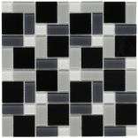   View Block Black/White Glass Mosaic Tile (Case of 20)  Overstock