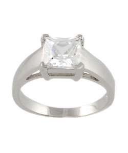 Tressa Sterling Silver Bridal Style Square CZ Ring  Overstock