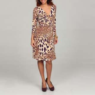 Tahari Womens Animal print Matte Jersey Wrap Dress  Overstock