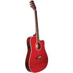   Thin Body Transparent Red Acoustic/ Electric Guitar  