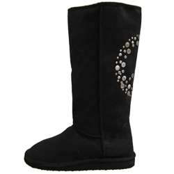 Bamboo by Journee Womens Microsuede Peace Sign Boots  