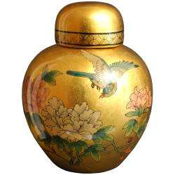 Porcelain 13 inch Gold Ginger Jar (China)  