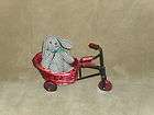 Collectible Metal & Wooden Tricycle w/Wicker Basket Wagon