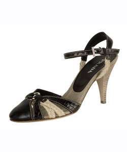 Prada Leather and Snakeskin Ankle Strap High Heels  
