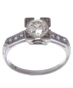 Platinum Old Mine Cut Diamond Antique Wedding Ring (M,SI1)  Overstock 