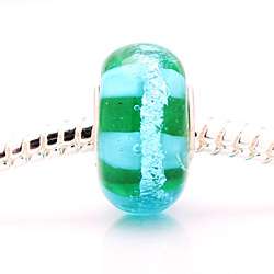    inspired Glass Aqua Blue Foil Charm Beads (set of 2)  Overstock