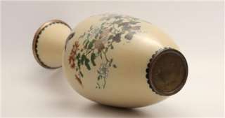   19th Century Japanese Meiji Cloisonne Vase w Blossoms and Bird  