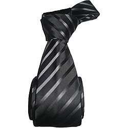 Dmitry Mens Black Striped Semi Skinny Silk Tie  Overstock