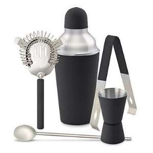  Happy Hour Black Barware Set with Cocktail Shaker,Spoon 
