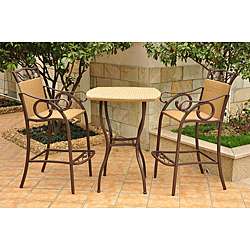 Valencia Resin Wicker/ Steel 3 piece Bar height Bistro Chair and Table 