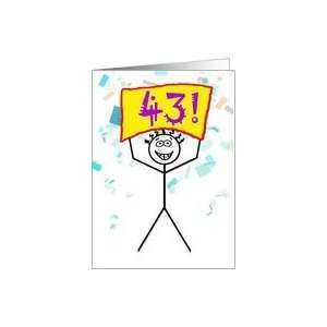    Happy 43rd Birthday Stick Figure Holding Sign Card: Toys & Games